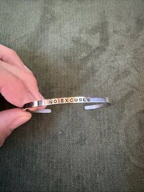 MantraBand Silver "No Excuses" Cuff Bracelet